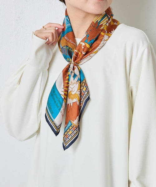 manipuriマニプリ シルクスカーフ バルーンスカイ87×87 manipuri