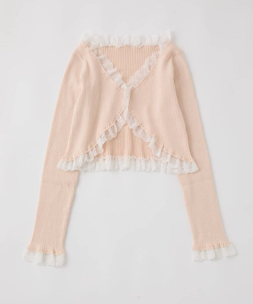 one after another NICE CLAUP（ワンアフターアナザーナイスクラップ）の「レースボレロカーディガン（ニット/セーター・レディース・オフホワイト/ピンク/ブラウン/ブラック・FREE）」の4枚目の写真