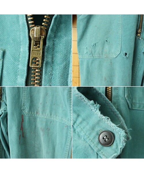 --（--）の「60s 70s EURO quino eradicane コットン ツイル ワーク オールインワン W38相当 グリーン つなぎ ワッペン ヨーロッパ古着（つなぎ/オールインワン・レディース・グリーン・W38）」の3枚目の写真