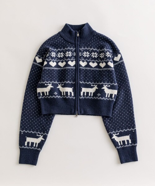 OLIVE des OLIVE（オリーブデオリーブ）の「オリーブのカウチン（ニット/セーター・レディース・オフホワイト/アイボリー/ネイビー・FREE）」の3枚目の写真