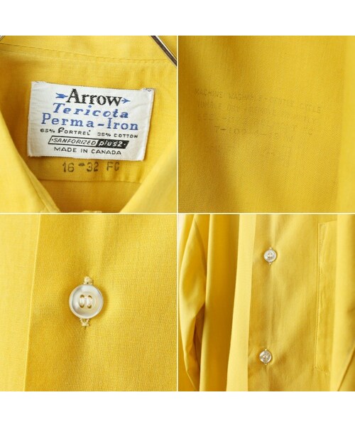 ARROW（アロー）の「70s 80s USA ARROW 長袖 ライトフランネル シャツ イエロー メンズL相当 アメリカ古着（シャツ/ブラウス・レディース・イエロー・L）」の2枚目の写真
