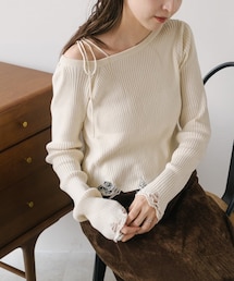 Kastane | 【4色展開】ダメージリブニットプルオーバー(ニット/セーター)