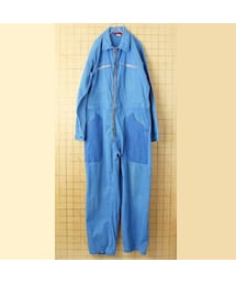 -- | 60s 70s EURO VETEMENT COMBET コットン ツイル ワーク オールインワン W41相当 ブルー つなぎ ワッペン ヨーロッパ古着(つなぎ/オールインワン)