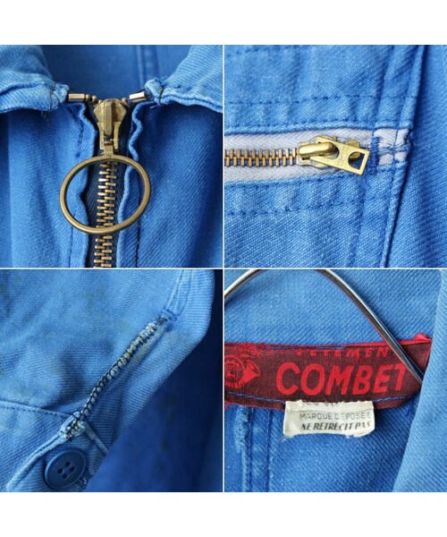 --(--)の「60s 70s EURO VETEMENT COMBET コットン ツイル ワーク オールインワン W41相当 ブルー つなぎ ワッペン ヨーロッパ古着(つなぎ/オールインワン・レディース・ブルー・W41)」の2枚目の写真