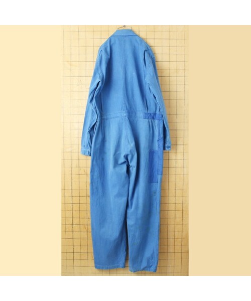 --(--)の「60s 70s EURO VETEMENT COMBET コットン ツイル ワーク オールインワン W41相当 ブルー つなぎ ワッペン ヨーロッパ古着(つなぎ/オールインワン・レディース・ブルー・W41)」の4枚目の写真
