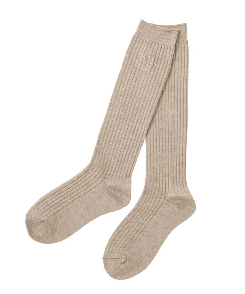 3coins(3coins)の「サイドロゴリブハイソックス(ソックス/靴下・レディース・ベージュ/グレー/ブラック・FREE)」の1枚目の写真