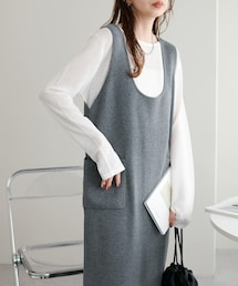 DISCOAT（ディスコート）の「深Uネックノースリニットワンピース《WEB