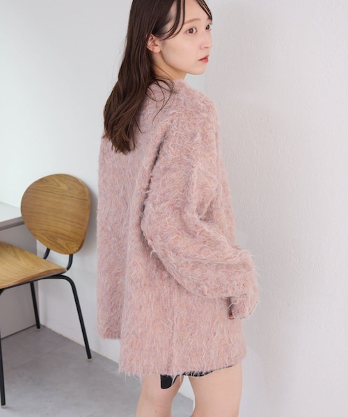 Kastane（カスタネ）の「【9.27(金)12:00発売/2サイズ展開】ウール混シャギーカーディガン（カーディガン/ボレロ・レディース・アイボリー/チャコールグレー/ブラウン/イエロー/ピンク・M/L）」の5枚目の写真