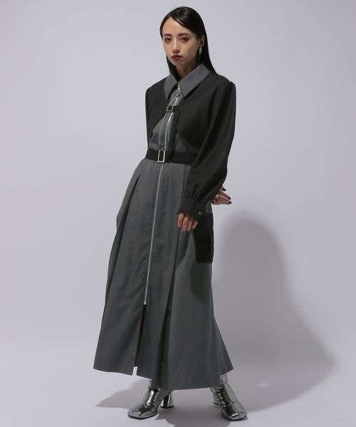 ボレロデザインカーゴワンピース(HARE) グリーン×ブラック HARE（ハレ）の「ボレロデザインカーゴワンピース(HARE