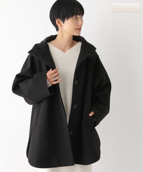 LEPSIM レプシィム】ダッフルコート ミドル丈 チェック ブラック 黒 L 