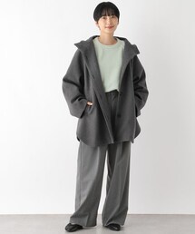今季美品・LEPSIMウーリーテックフードポンチョコート トップグレー LEPSIM（レプシィム）の「ウーリーテックフードポンチョコート