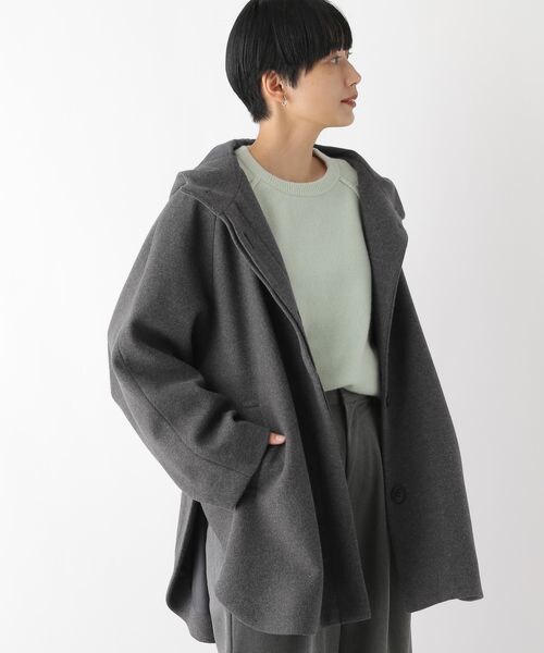 新品未使用 LEPSIM ウーリースタンドポンチョコート F グレー