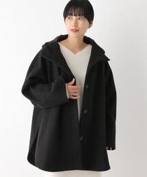 今季美品・LEPSIMウーリーテックフードポンチョコート トップグレー 今季美品・LEPSIMウーリーテックフードポンチョコート トップ