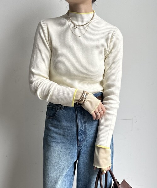 DouDou（ドゥドゥ）の「【WEB限定】配色ラインハイネックプルオーバー