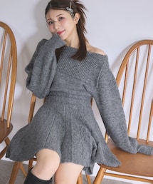 NICE CLAUP オフショルニットワンピース