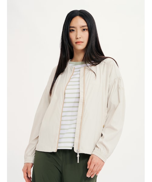 UVカット 吸水速乾 軽量 ショート丈 ノーカラージップナイロンジャケット