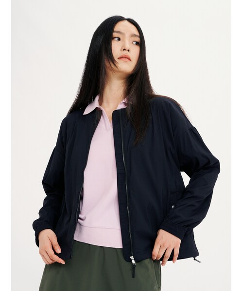 UVカット 吸水速乾 軽量 ショート丈 ノーカラージップナイロンジャケット