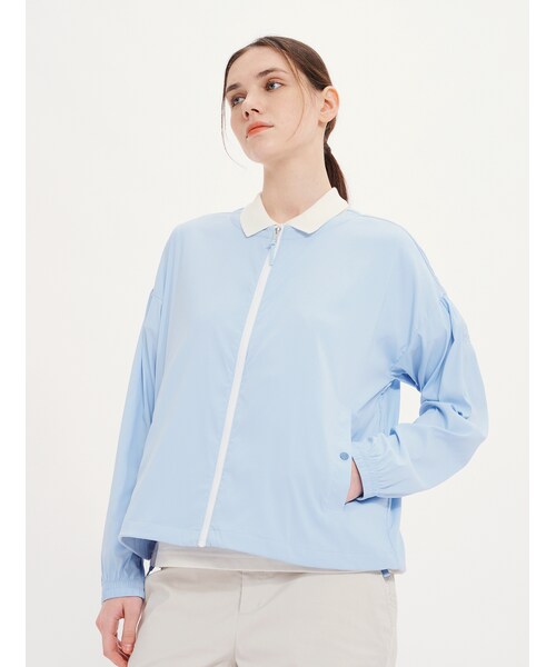 UVカット 吸水速乾 軽量 ショート丈 ノーカラージップナイロンジャケット