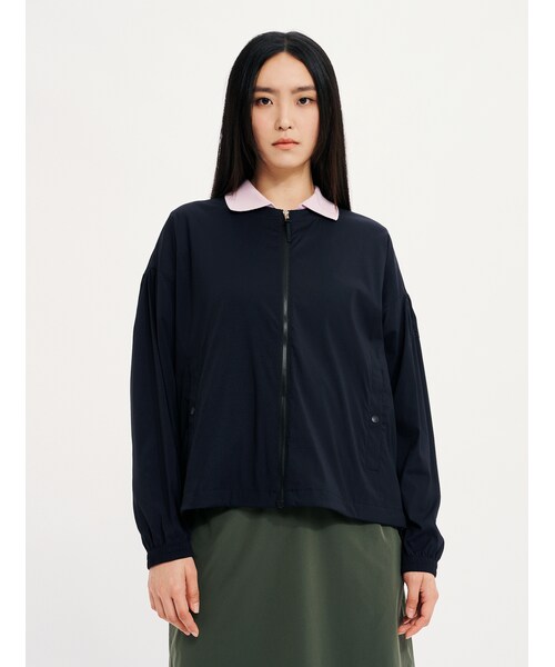 UVカット 吸水速乾 軽量 ショート丈 ノーカラージップナイロンジャケット