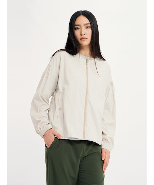 UVカット 吸水速乾 軽量 ショート丈 ノーカラージップナイロンジャケット