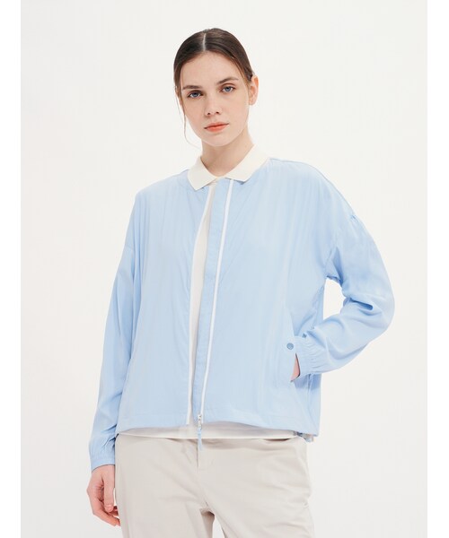 UVカット 吸水速乾 軽量 ショート丈 ノーカラージップナイロンジャケット