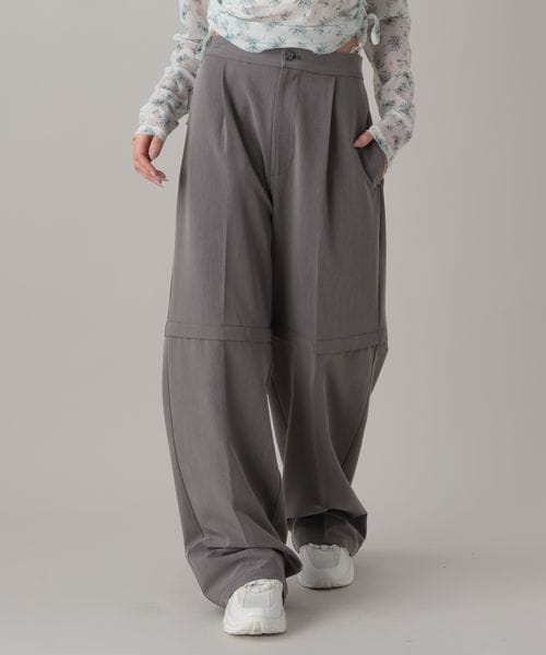 FOREVER 21(フォーエバー トゥエンティーワン)の「2WAYルーズスラックスパンツ(フォーマルスーツ/小物・ブラック09/グレー10/ダークブラウン58・S/M)」の2枚目の写真