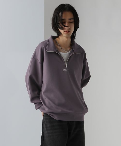 3D-HAREロゴポンチハーフジップスウェット
