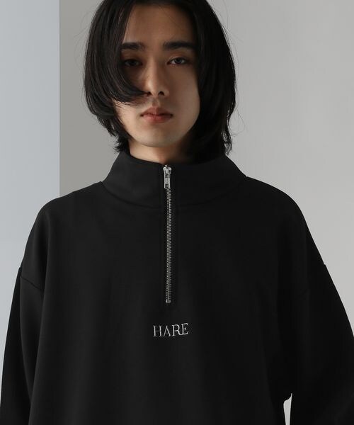 3D-HAREロゴポンチハーフジップスウェット