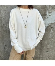 copine | 袖リブ裾ラウンドプルオーバー(ホワイト)(Tシャツ/カットソー)