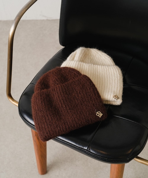 COLLAGE GALLARDAGALANTE（コラージュガリャルダガランテ）の「【PAPILLONNER/パピヨネ】モヘアライクニット帽（ニットキャップ/ビーニー・レディース・ホワイト/ブラウン・FREE）」の2枚目の写真