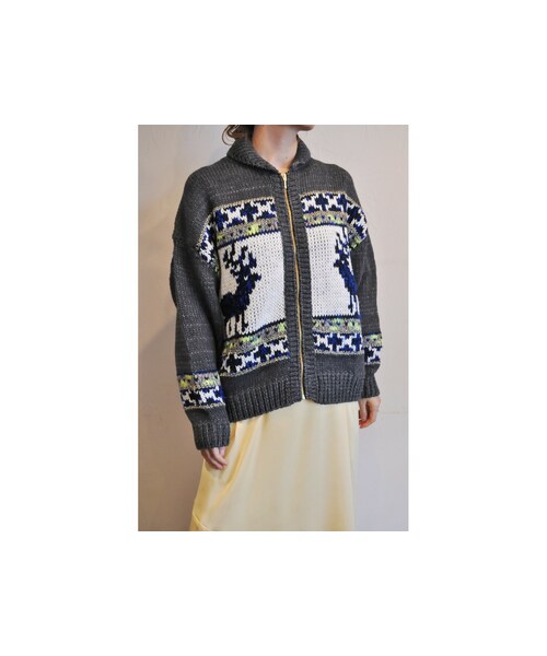 --（--）の「カウチンニットブルゾン（その他アウター・レディース・ベージュ/グレー・one）」の2枚目の写真