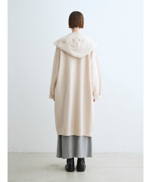 【今期新品】three dots フェルトカーディガンコート アイボリー three dots（スリードッツ）の「フェルトセーター カーディガンコート