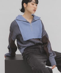 KBF | レイヤードハーフZIPニット(ニット/セーター)