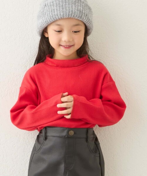 CIAOPANIC TYPY(チャオパニックティピー)の「【KIDS】配色リブステッチタートル(Tシャツ/カットソー・キッズ・アイボリー/レッド/ブラウン/グレー/ブラック・S/M/L/XL/XXL)」の5枚目の写真