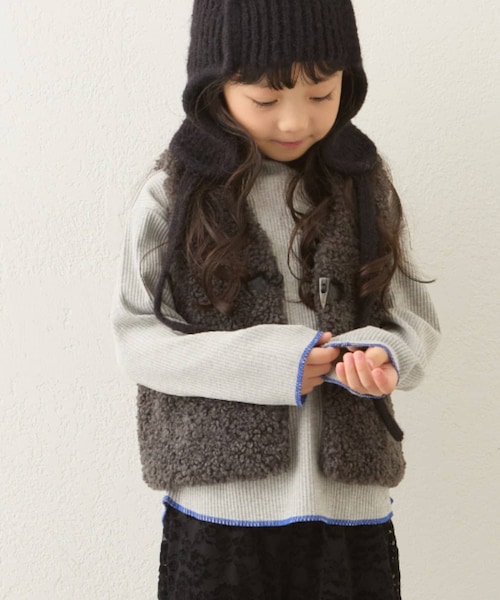 CIAOPANIC TYPY(チャオパニックティピー)の「【KIDS】配色リブステッチタートル(Tシャツ/カットソー・キッズ・アイボリー/レッド/ブラウン/グレー/ブラック・S/M/L/XL/XXL)」の3枚目の写真