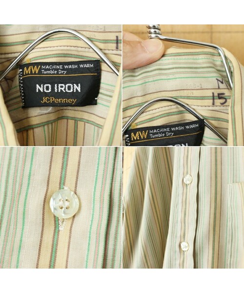 【入手困難】70-80s JCPenney 長袖 シャツ 薄手 グリーン 緑 L 70年代 USA製 JC Penney 長袖ウエスタンシャツ Permanent Press メンズ