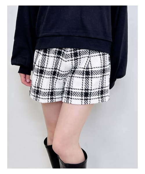 Y's モノトーンチェック柄 キュロットパンツ Y's モノトーンチェック柄 キュロットパンツ