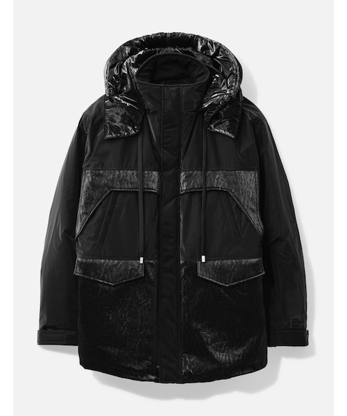 Oversized Mixed Fabric Quilted Parka
