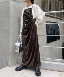 CIAOPANIC TYPY | サイドギャザーベロアキャミワンピース(ワンピース/ドレス)