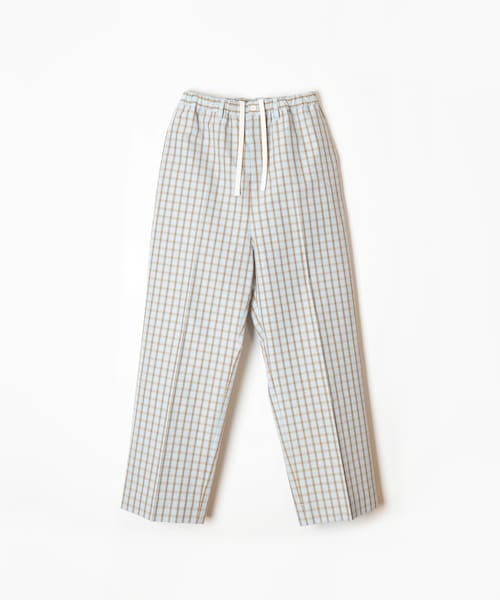 WASHED CHECK DRAWSTRINGS SHIRT PANTS