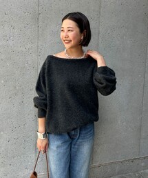 nyan様お取り置き！ベージュ オフショルダー ニットセーター Auntie Rosa Holiday ニット 透かし編みオフショルダーニット