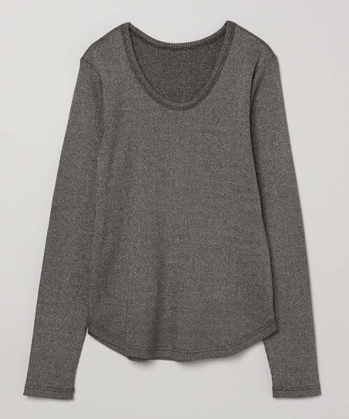 JEANASIS（ジーナシス）の「ソフトラメリブUネックLS TEE（トップス・ホワイト系その他(08)/ブラック系その他(09)・FREE）」の2枚目の写真