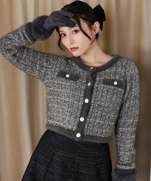 one after another NICE CLAUP（ワンアフターアナザーナイスクラップ）の「ツイードミックスニット（ニット/セーター・レディース・オフホワイト/ベージュ/グレー・FREE）」の2枚目の写真