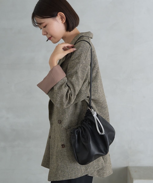 ラシットrussetインフルエンサー［chiさん企画4way巾着ショルダーバッグ russet｜【名品】4WAYレザー巾着ショルダーバッグ[chi企画