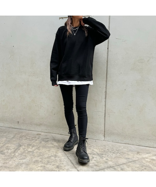 copine(コピン)の「シンプル裏起毛スウェット(ブラック/2size)(スウェット・レディース・ブラック・L/LL)」の1枚目の写真