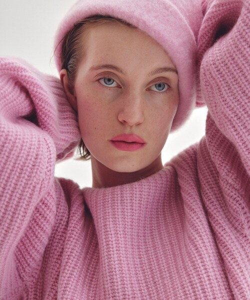 ADAM ET ROPE'(アダムエロペ)の「【J'aDoRe・店舗限定】【Y YO_cashmere(イーヨ カシミヤ)】DAIANA hat(ニットキャップ/ビーニー・レディース・ダークブラウン系/ピンク・F)」の8枚目の写真