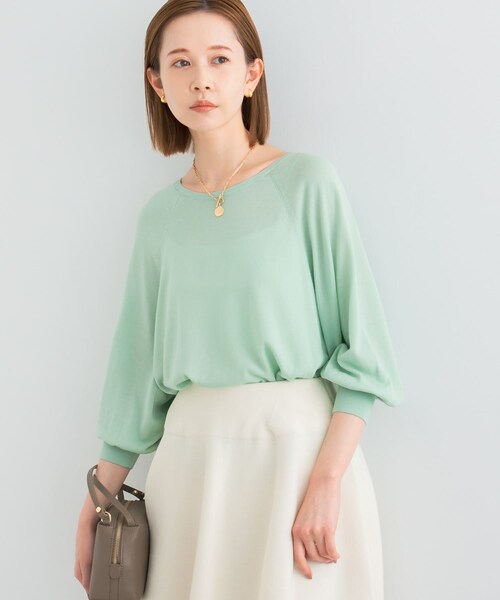 URBAN RESEARCH ROSSO（アーバンリサーチロッソ）の「ウォッシャブルシルク混ドルマンニット（ニット/セーター・レディース・ORANGE/OFF WHITE/L.MINT・FREE）」の19枚目の写真