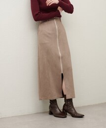 natural couture | 【セットフェア対象】ポンチスエードフロントZIPタイトスカート(スカート)