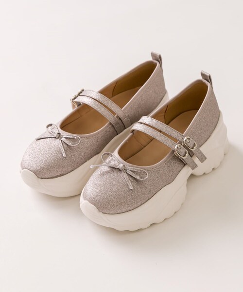 OLIVE des OLIVE（オリーブデオリーブ）の「スニーカーソールバレーシューズ（バレエシューズ・レディース・ホワイト/ピンク・S/M/L）」の2枚目の写真