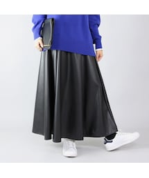 フェイクレザーフレアスカート M